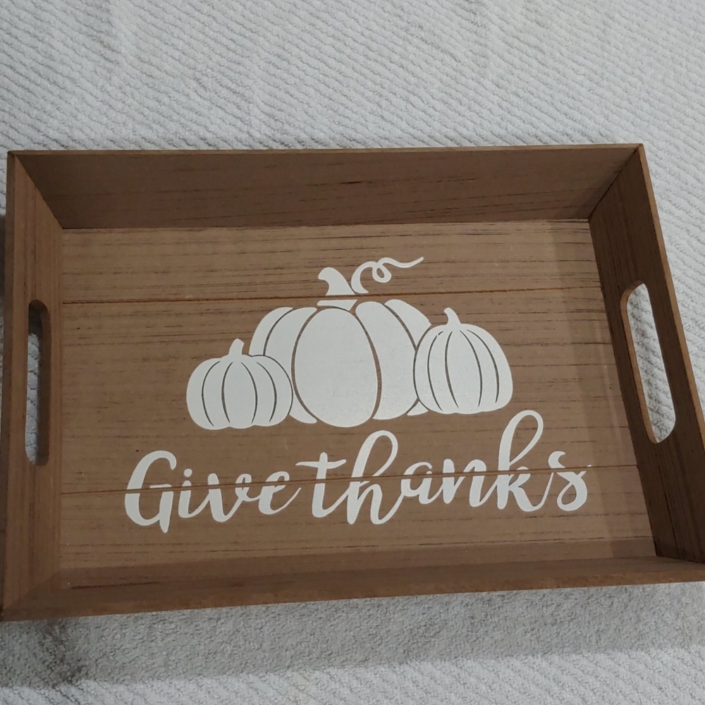New!!!  Beautiful "Give Thanks" Wooden Tray!!!